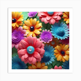 3d Flower Wallpaper Art Print