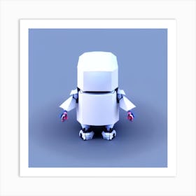 White Robot Low Poly Creatures Art Print