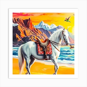 Horse On The Beach Art Print