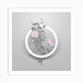 Vintage Pink Scotch Briar Rose Minimalist Flower Geometric Circle on Soft Gray n.0041 Art Print