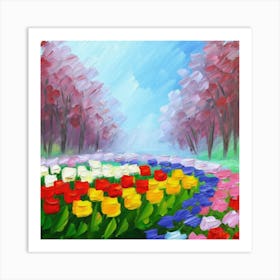 a flower garden in spring Art Print