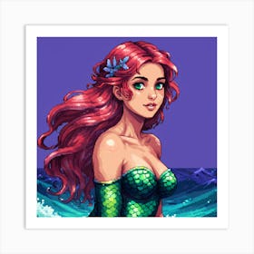 Pixel Mermaid Art Print
