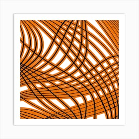 Abstract Orange Wavy Lines Art Print