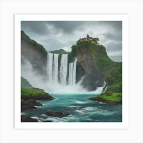 Waterfall - Waterfall Stock Videos & Royalty-Free Footage Art Print