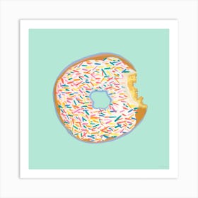 Sprinkle Donut - Green Art Print