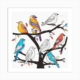 Birds In A Tree Art Print