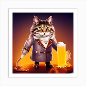 Cat In Uniform Art Print