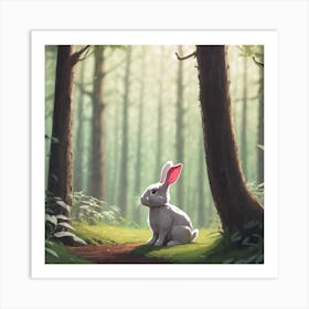 Bunny In Forest (7) Art Print