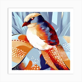 Sienna and Gray Stylized Bird Art Print