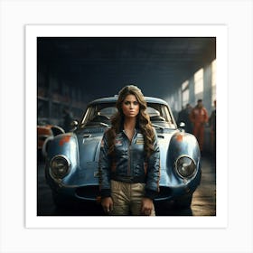 Girl In A Garage Art Print