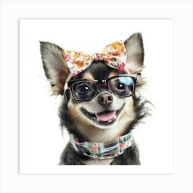 Cute Chihuahua Wearing Glasses Art Print