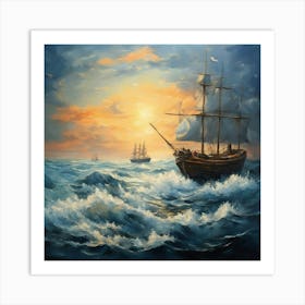 Sailing Ship In The Sea Art Print