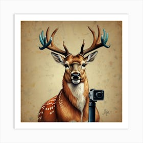 Deer With Camera Art Print