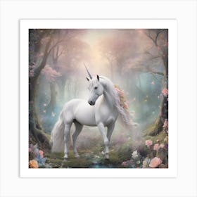 Unicorn In The Forest Art Print