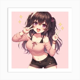 Anime Girl brunette Art Print