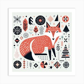 Scandinavian style, Fox 1 Art Print