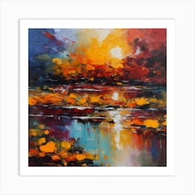 Sunset Over The Water Art Print