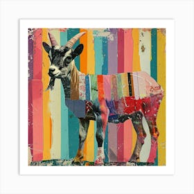 Kitsch Rainbow Goat Collage 2 Art Print