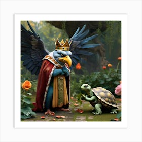 The King Of The Birds Scolding Tortoise With A Firm But Fair Expression In The Party Art Print