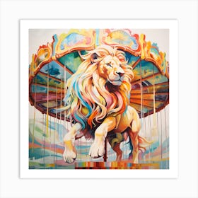 Lion On Carousel 1 Art Print