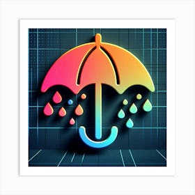 Umbrella With Rain Drops Art Print
