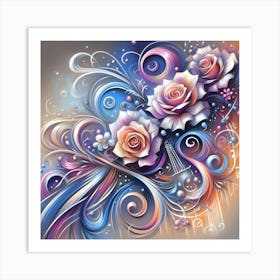 Abstract Roses Art Print