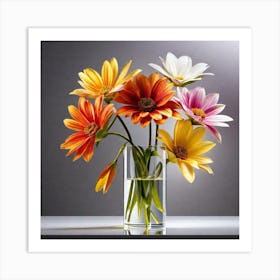 Colorful Flowers In A Vase 1 Art Print