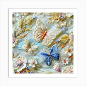 Butterflies And Flowers 2 Art Print