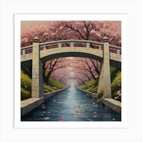 Cherry Blossom Bridge Art Print