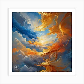 Blue sky &golden sun Art Print