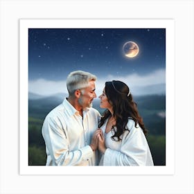 Couple In The Moonlight Art Print