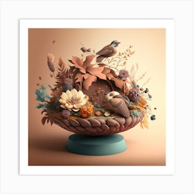 Birds In A Bowl Art Print