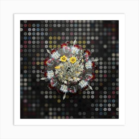 Vintage Rosa Persica Flower Wreath on Dot Bokeh Pattern n.0184 Art Print