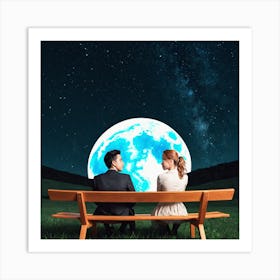 Couple On A Bench Art Print