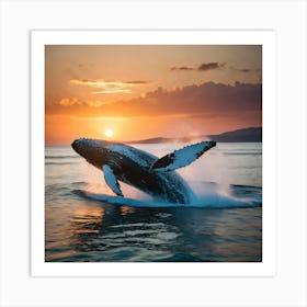 Humpback Whale At Sunset Art Print