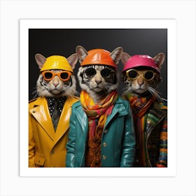 Three Tigers In Sunglasses 1 Art Print