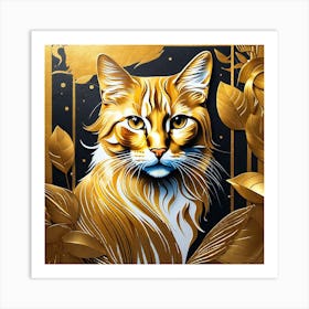 Golden Cat 2 Art Print