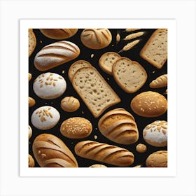Realistic Bread And Flour Flat Surface Pattern For Background Use Trending On Artstation Sharp Foc Art Print