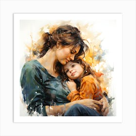 Embrace Of Love Illustration Of Maternal Warmth Art Print