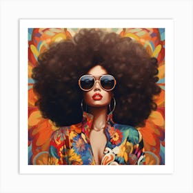 The 70s Inspired Fashion Stylish AfroArt 3 Art Print