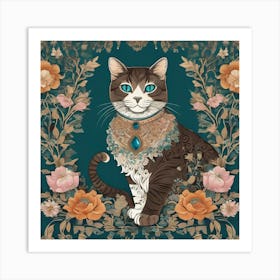 william morris Cat In Garden Art Print