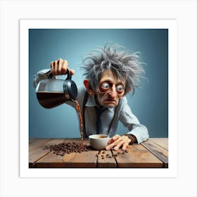 Old Man Pouring Coffee Art Print