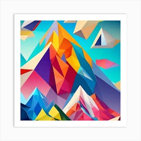 A Close Up Of A Mountain With A Sky Background Colourful Abstract Art Print