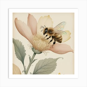 Bee On A Flower 1 Art Print