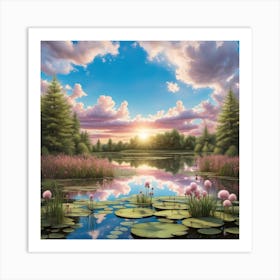 Lake Cotton Candy Art Print