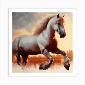 Horse At Sunset 1 Art Print