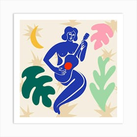 Woman Playing A Guitar Art Print