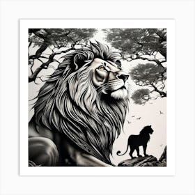 Lion And Lioness Art Print