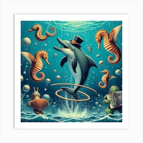 Dolphins In The Sea Art Print