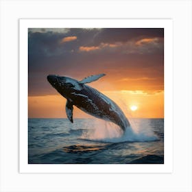 Humpback Whale Jumping 9 Art Print